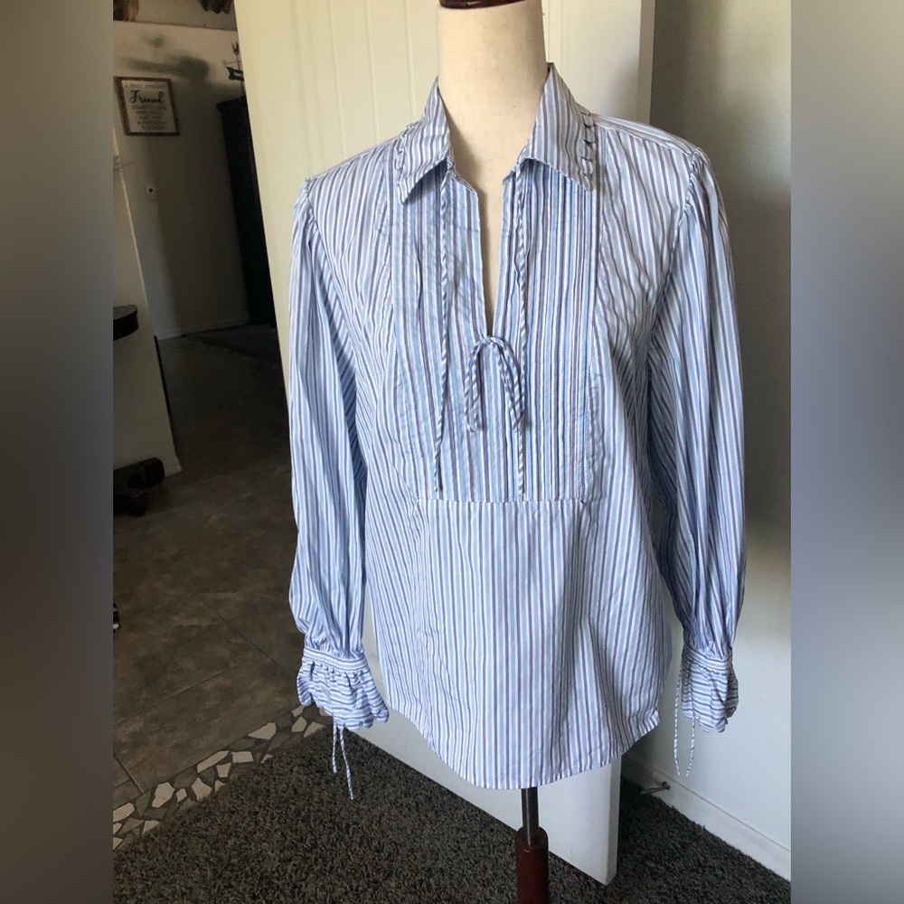 J. Crew Blue and White Striped Tunic Top